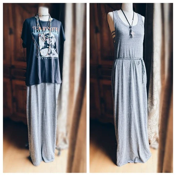 Chaser Strappy Tee Maxi Dress Heather Gray S NWT Luxe Jersey - Picture 4 of 13